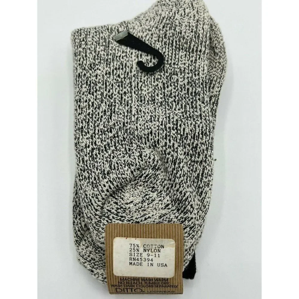 Ditto Boot Socks Cotton Nylon Womens Size 9-11 Brown Ivory Crew Length NEW